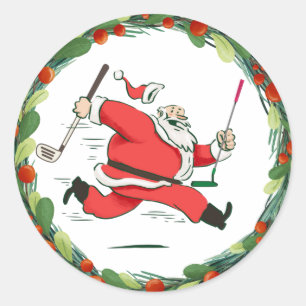 GOLF SANTA CLAUS golfer voor kerstfeest Ronde Sticker