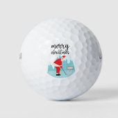 Golf Santa Claus Golfing op Noordpoolkerst Golfballen (Voorkant)
