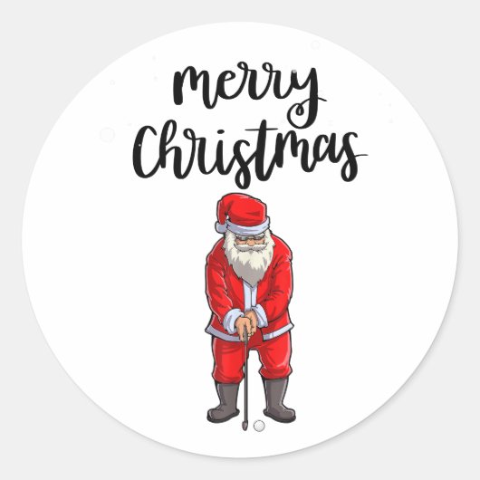 Golf Santa Claus golfkerst Ronde Sticker (Voorkant)