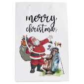 Golf Santa Claus met kerstboom Medium Cadeauzakje (Voorkant)