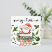 Golf Santa Claus met Kerstmis thema Groet Feestdagenkaart (Staand voorkant)