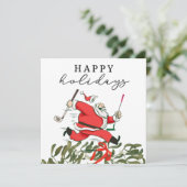 Golf Santa Claus prettige feestdagen Feestdagenkaart (Staand voorkant)