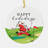 Golf Santa Claus prettige feestdagen Keramisch Ornament (Voorkant)