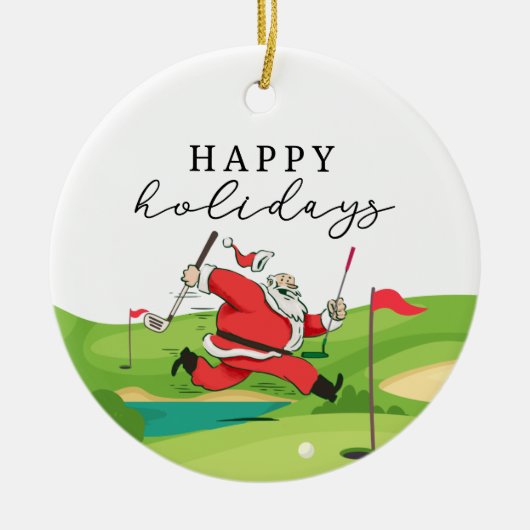 Golf Santa Claus prettige feestdagen Keramisch Ornament (Voorkant)