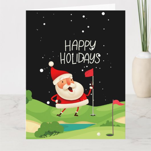 Golf Santa Claus Prettige feestdagen kerstgolfing Kaart (Voorkant)