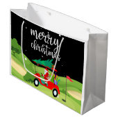 Golf Santa Claus rijdt met rode kar kerstboom Groot Cadeauzakje (Voorkant Gekanteld)