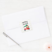 Golf Santa Claus rijdt met rode kar kerstboom Vierkante Sticker (Envelop)