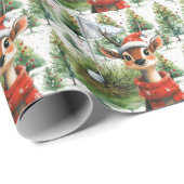 Golf Santa Deer bij Golf Flag Kerstachtergrond Cadeaupapier (Rol Hoek)