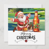 Golf Santa en Bier voor Kerstmis Grappige Golfer Feestdagenkaart (Voorkant)