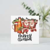 Golf Santa en Bier voor Kerstmis Grappige Golfer Feestdagenkaart (Staand voorkant)