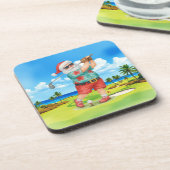 Golf Santa Golfen voor Kerstmis Zomer Juli Bier Onderzetter (Linkerzijde)