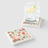 Golf Santa Golfen voor Kerstmis Zomer Juli Stenen Onderzetter (Zijkant)