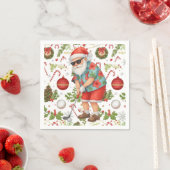 Golf Santa Golfing Christmas Servet (Insitu)