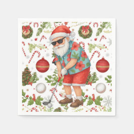 Golf Santa Golfing Christmas  Servet