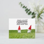 Golf Santa Hat golfer op Kerstmis en Nieuwjaar Feestdagenkaart (Staand voorkant)