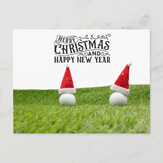 Golf Santa Hat golfer op Kerstmis en Nieuwjaar Feestdagenkaart (Voorkant)