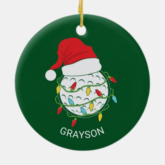 Golf Santa Hat Kerstmis Keramisch Ornament (Achterkant)