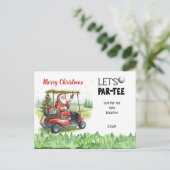 Golf Santa in Red Cart – Funny Let Par-Tee Briefkaart (Staand voorkant)