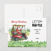 Golf Santa in Red Cart – Funny Let Par-Tee Briefkaart (Voorkant / Achterkant)
