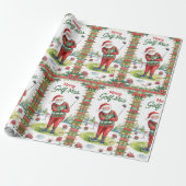 Golf Santa in Ugly Sweater Golfing Merry Golfmas Cadeaupapier (Uitgerold)