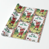 Golf Santa in Ugly Sweater Golfing Merry Golfmas Cadeaupapier (Uitgerold)