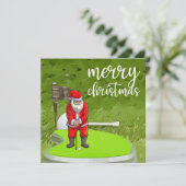Golf Santa met Kerstboom cadeau voor Golfer Feestdagenkaart (Staand voorkant)