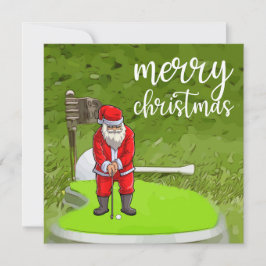 Golf Santa met Kerstboom cadeau voor Golfer Feestdagenkaart