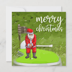 Golf Santa met Kerstboom cadeau voor Golfer Feestdagenkaart