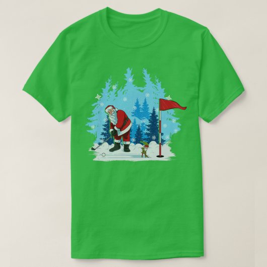Golf Santa Putting Golfing Golfer Kerstsport T-shirt (Design voorkant)