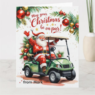 Golf Santa rijden golfkar op de kerstbaan Kaart