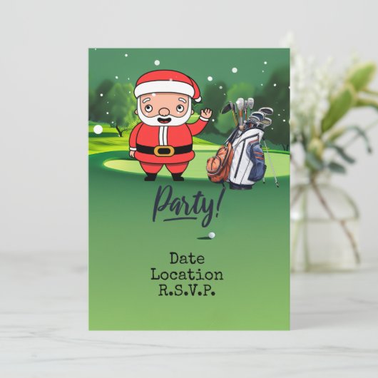 Golf Santa speelt golf op eerste kerstdag Kaart (Staand voorkant)