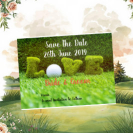 Golf Save de datum voor trouwen met golfbal Uitnodiging Briefkaart