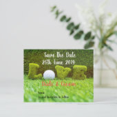Golf Save de datum voor trouwen met golfbal Uitnodiging Briefkaart (Staand voorkant)