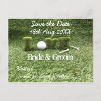 Golf Save de datum voor trouwen met golfbal