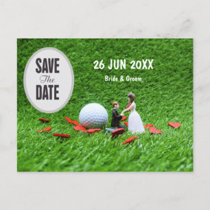 Golf Save the Date Bride and Groom Wedding Invita Briefkaart