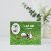 Golf Save the Date Bride and Groom Wedding Invita Briefkaart (Staand voorkant)