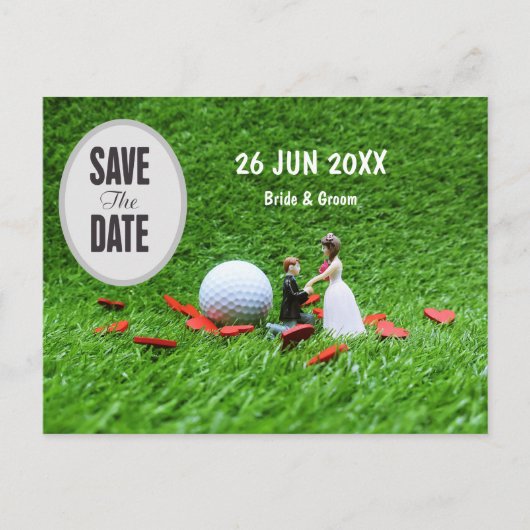 Golf Save the Date Bride and Groom Wedding Invita Briefkaart (Voorkant)