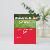Golf Save the Date Christmas Party Golfbal Santa Briefkaart (Staand voorkant)