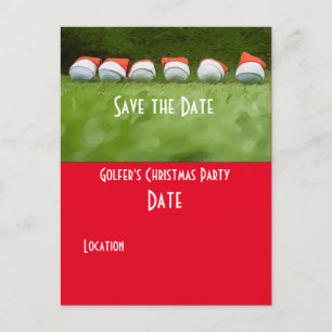 Golf Save the Date Christmas Party Golfbal Santa Briefkaart