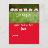 Golf Save the Date Christmas Party Golfbal Santa Briefkaart (Voorkant)