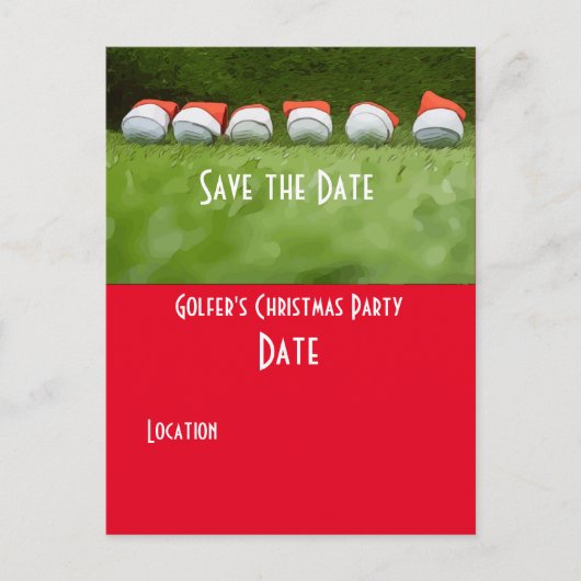 Golf Save the Date Christmas Party Golfbal Santa Briefkaart (Voorkant)