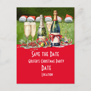 Golf Save the Date Christmas Party Golfbal Santa Briefkaart