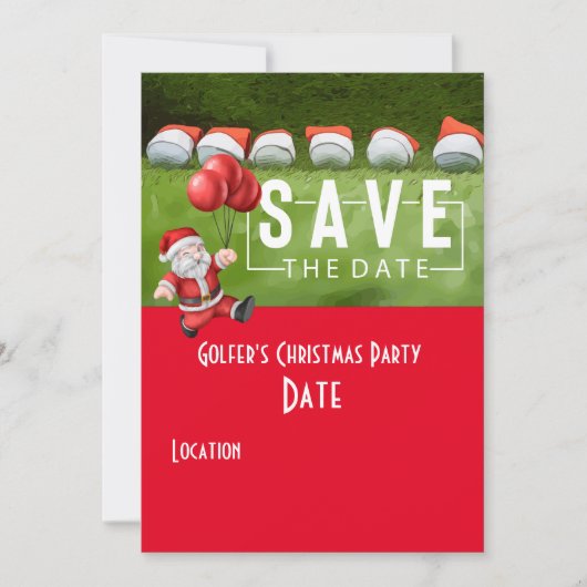Golf Save the Date Christmas Party Golfbal Santa Kaart (Voorkant)