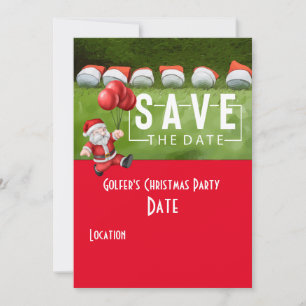 Golf Save the Date Christmas Party Golfbal Santa Kaart