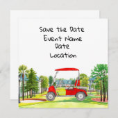 Golf Save the Date-feest met golfkar Kaart (Voorkant / Achterkant)