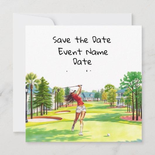Golf Save the Date-feest voor vrouwelijke golferfe Kaart (Voorkant)