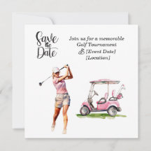 Golf Save the Date-feestje voor vrouwelijke golfer