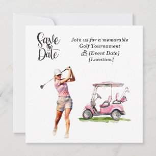 Golf Save the Date-feestje voor vrouwelijke golfer Kaart