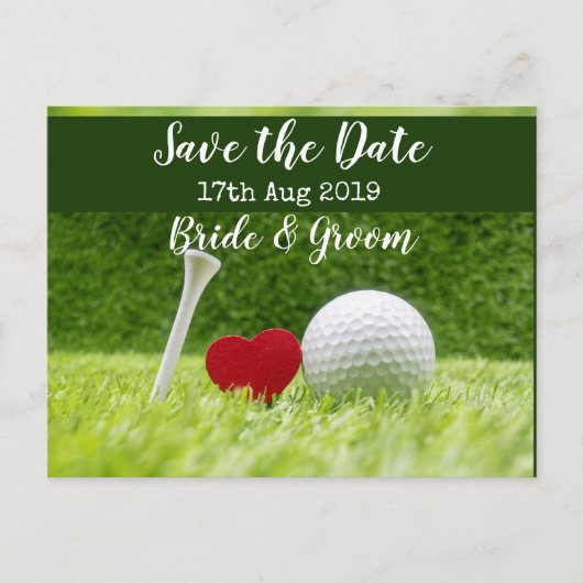 Golf Save the date for bruiloft nodigt Briefkaart  (Voorkant)