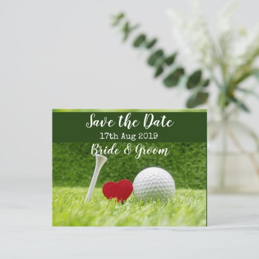 Golf Save the date for bruiloft nodigt Briefkaart  (Staand voorkant)